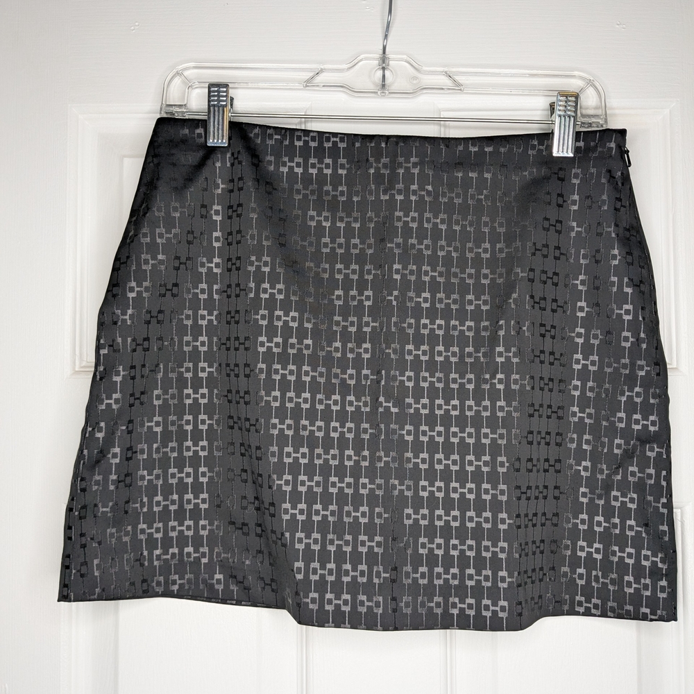 EXPRESS Stretch Black Chain-print Fitted Pencil Mini Skirt sz 3/4